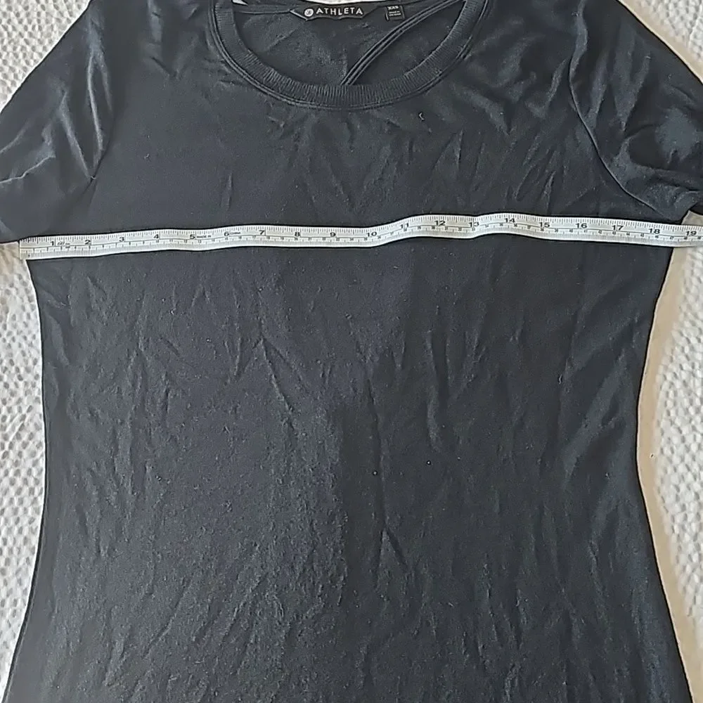 Athleta -1201 Nirvana Go-To Dress in Black Cross‎ Back Long Sleeve #209977 XXS